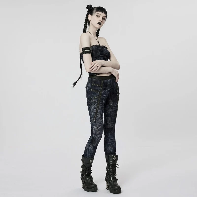 Gothic zerrissenes Neckholder-Tanktop für Damen