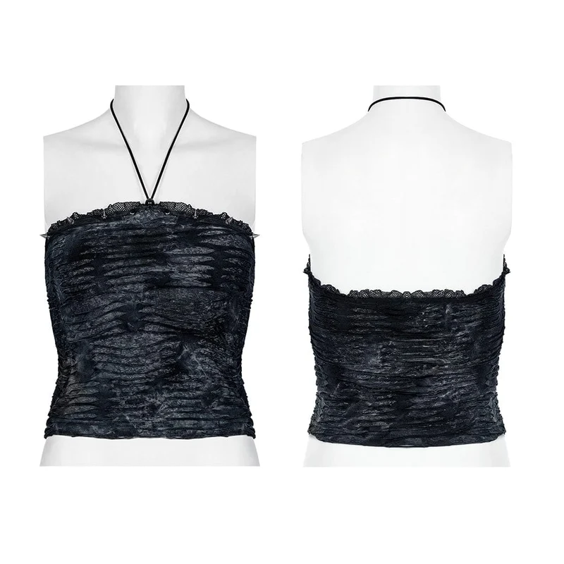 Gothic zerrissenes Neckholder-Tanktop für Damen