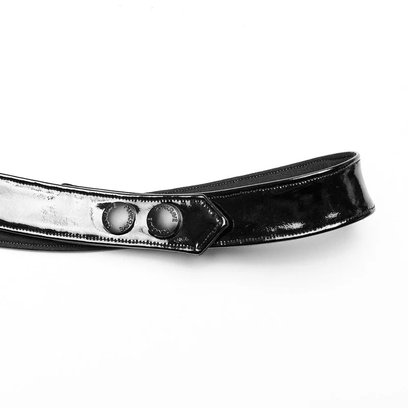 Damen Punk Stehkragen Lackleder Body Harness
