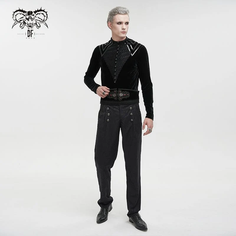 Gothic Stripes Splice Velvet Hemd für Herren