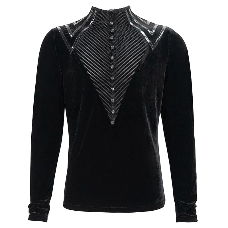 Gothic Stripes Splice Velvet Hemd für Herren