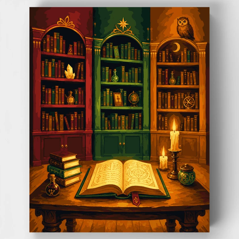 Wizard's Enchanted Library - Paint by Numbers Kit