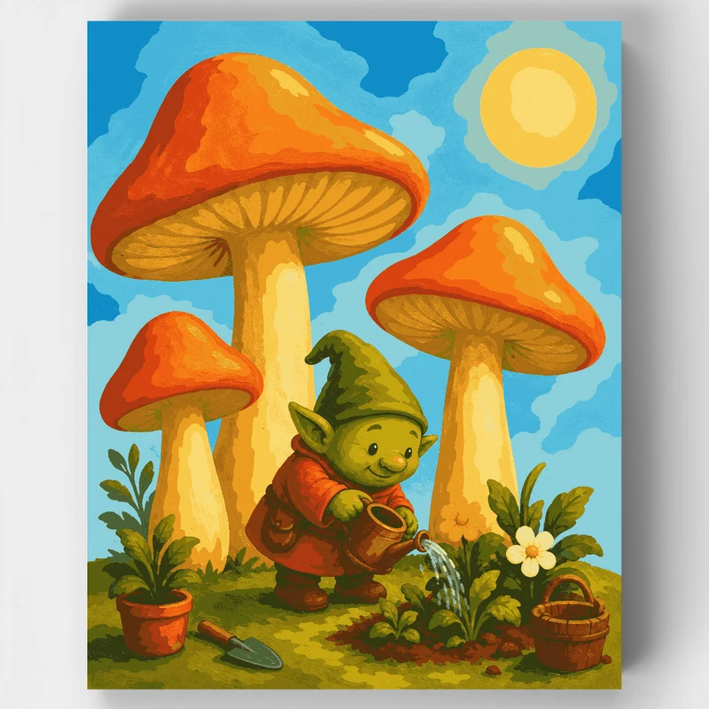 Gnome Mushroom Garden - Paint by Numbers Kit