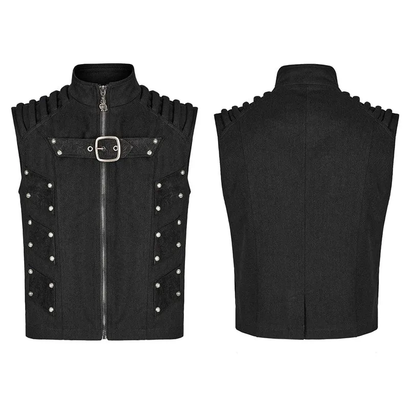 Herren Punk Stehkragen Weste
