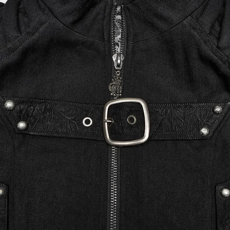 Herren Punk Stehkragen Weste