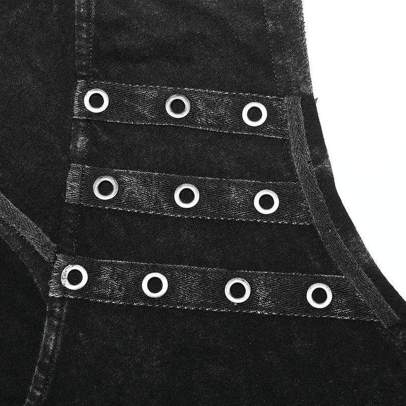 Herren Punk Unregelmäßige Distressed Tank Top mit Kapuze