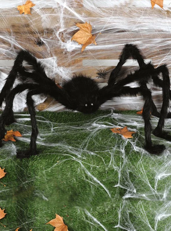 Überlebensgroße Spinne 150cm mit LED Augen