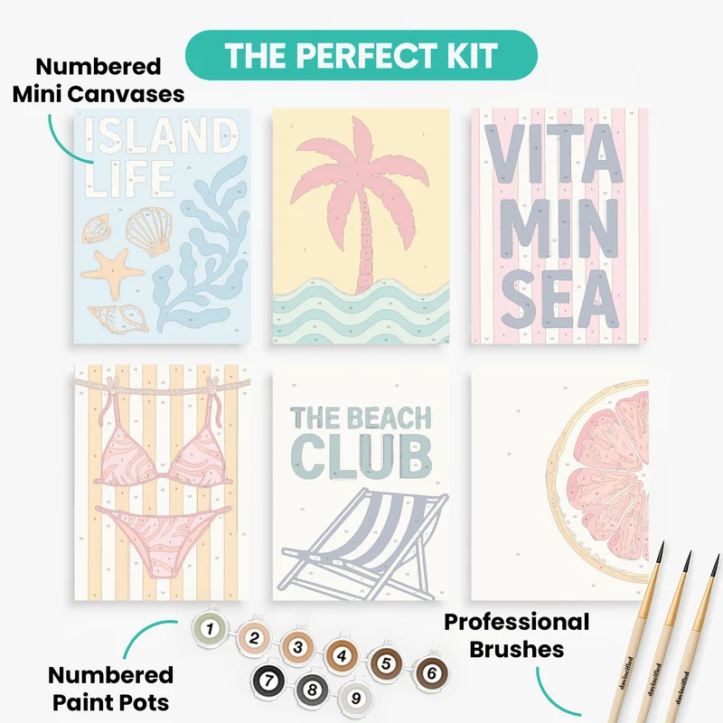 Island Beach Life - Mini Paint by Numbers Set