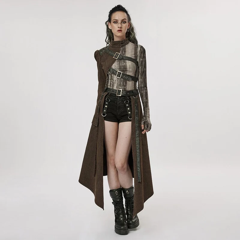 Gothic-Jacke mit Stehkragen und Nietenschnalle für Damen
