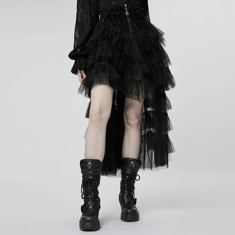 Gothic Unregelmäßig geschichteter Mesh-Rock für Damen