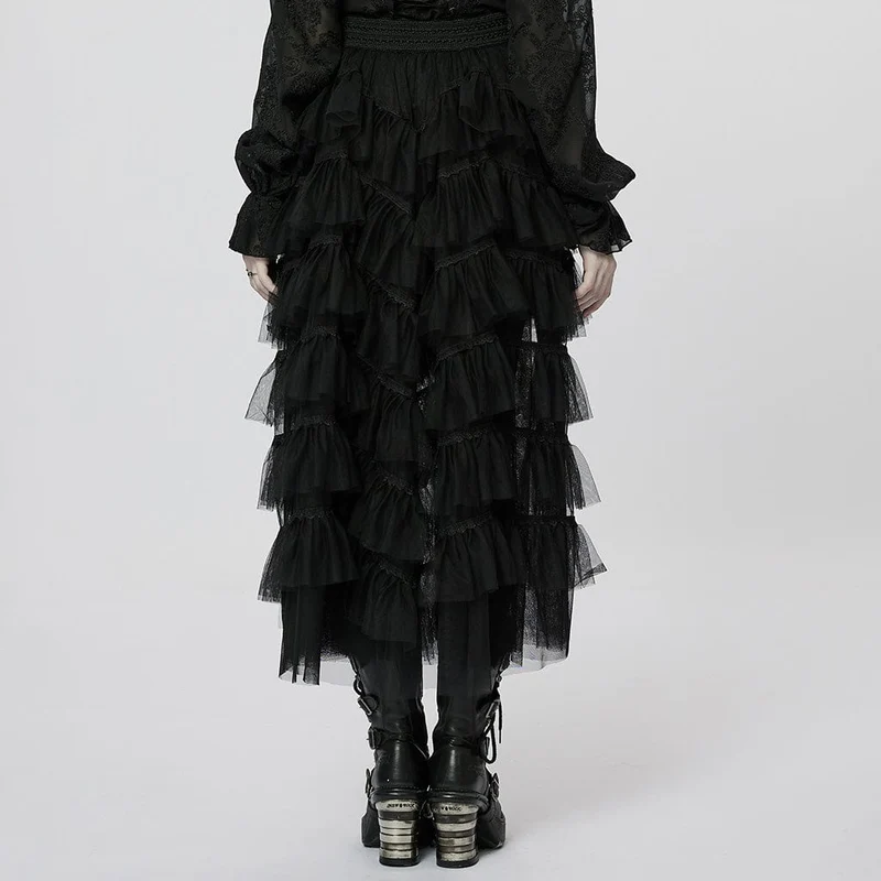 Gothic Unregelmäßig geschichteter Mesh-Rock für Damen