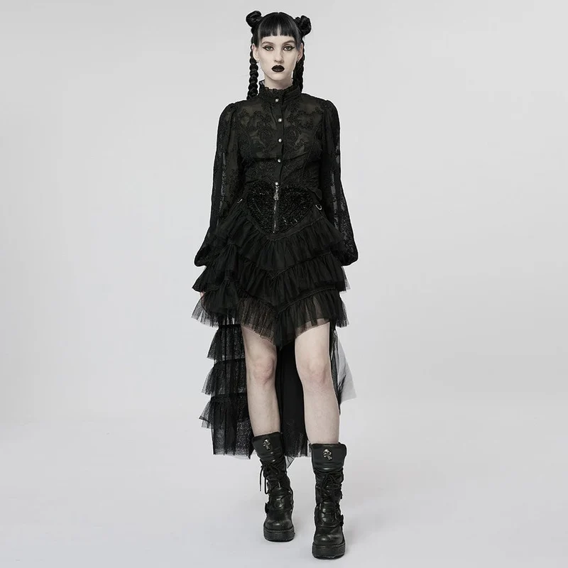 Gothic Unregelmäßig geschichteter Mesh-Rock für Damen
