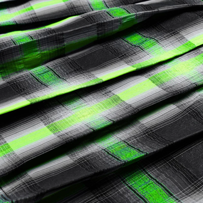 Damen Grunge Double Color Plaid Plissee Rock