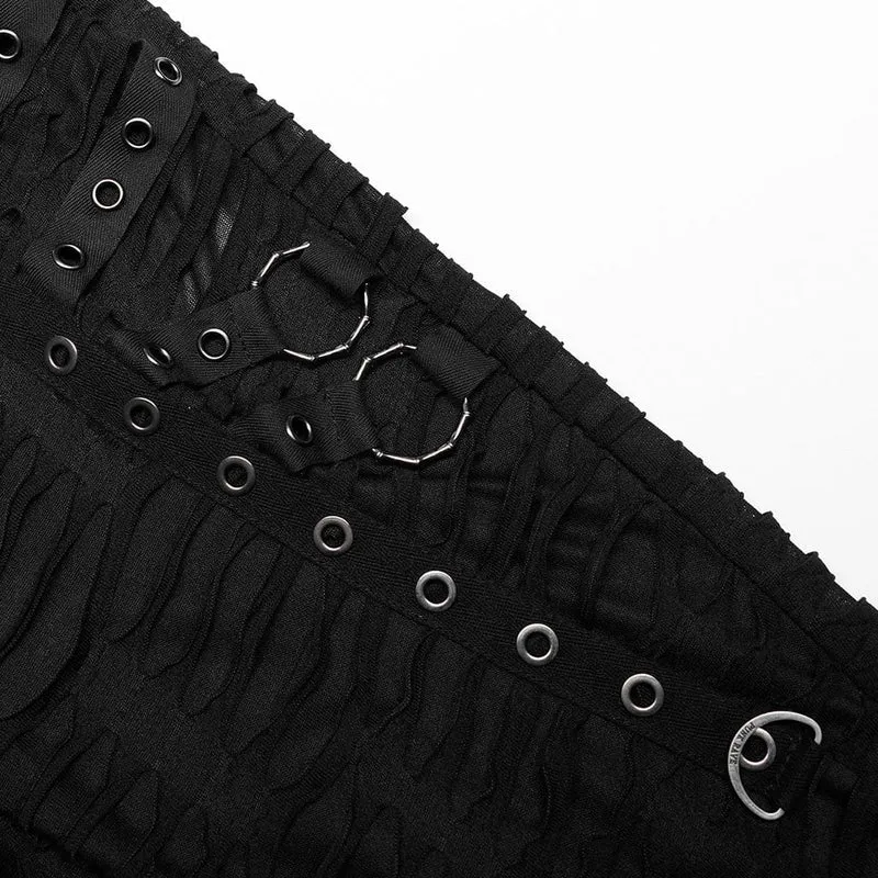 Damen-Punk-Öse, zerrissene, transparente Leggings