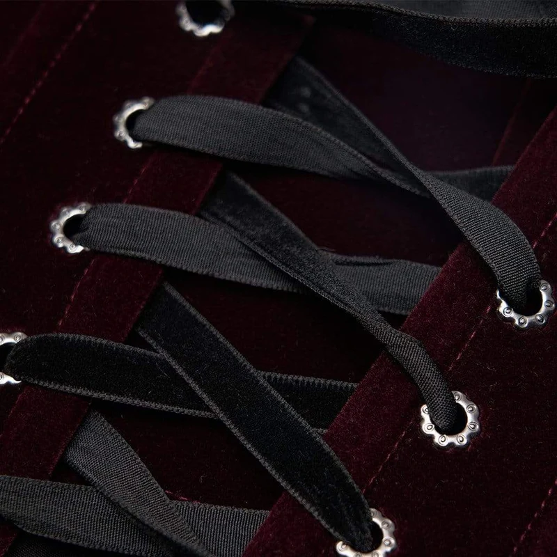 Damen Gothic Jacquard Schnürung Unterbrustkorsetts Rot