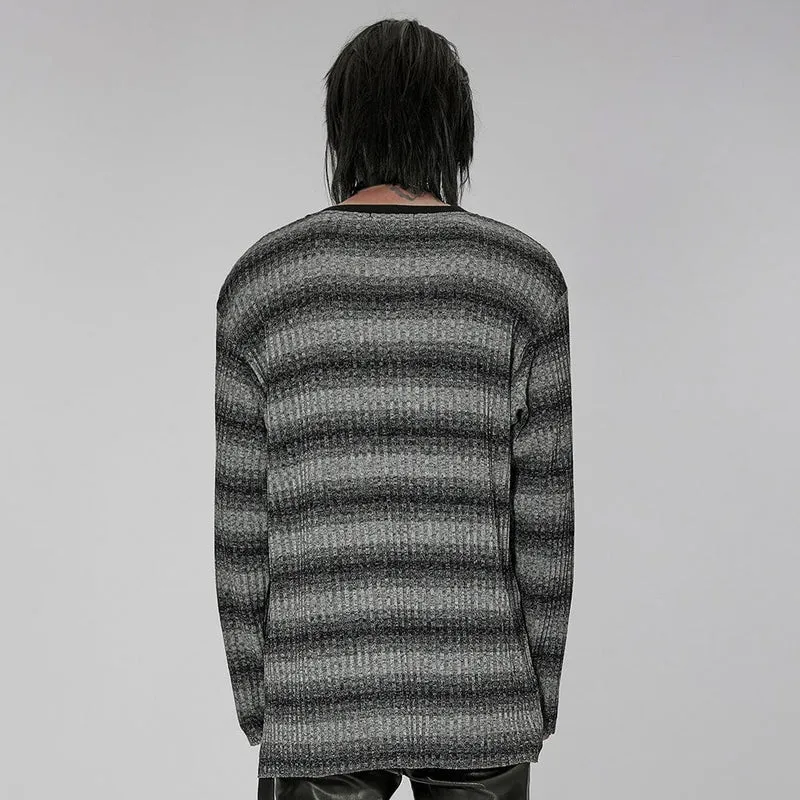 Herren Punk Double Color Striped Pullover