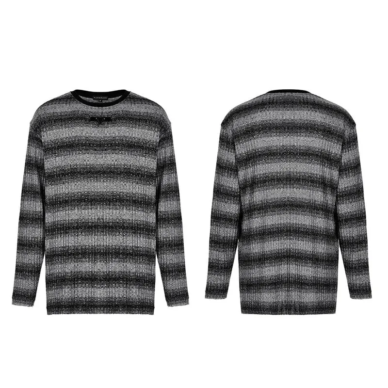 Herren Punk Double Color Striped Pullover