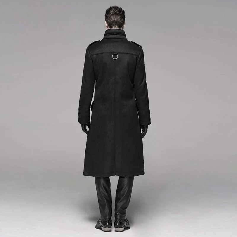 Herren Goth Military Style Zweireiher Langmantel