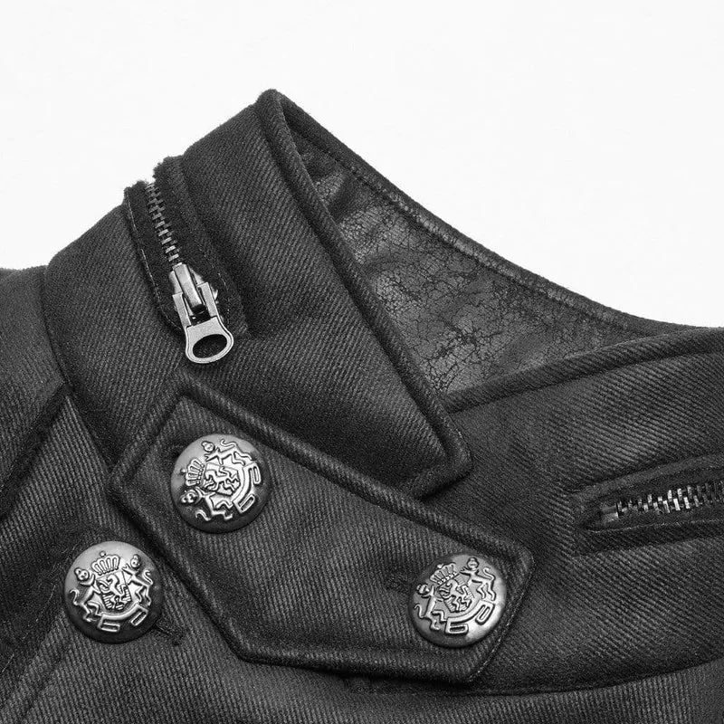 Herren Goth Military Style Zweireiher Langmantel