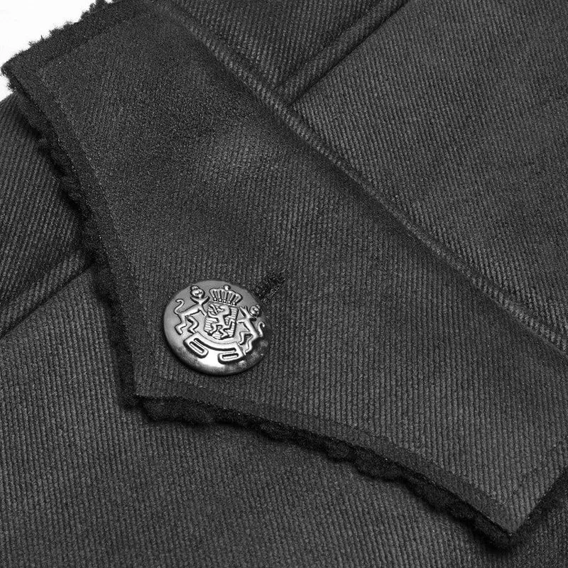 Herren Goth Military Style Zweireiher Langmantel