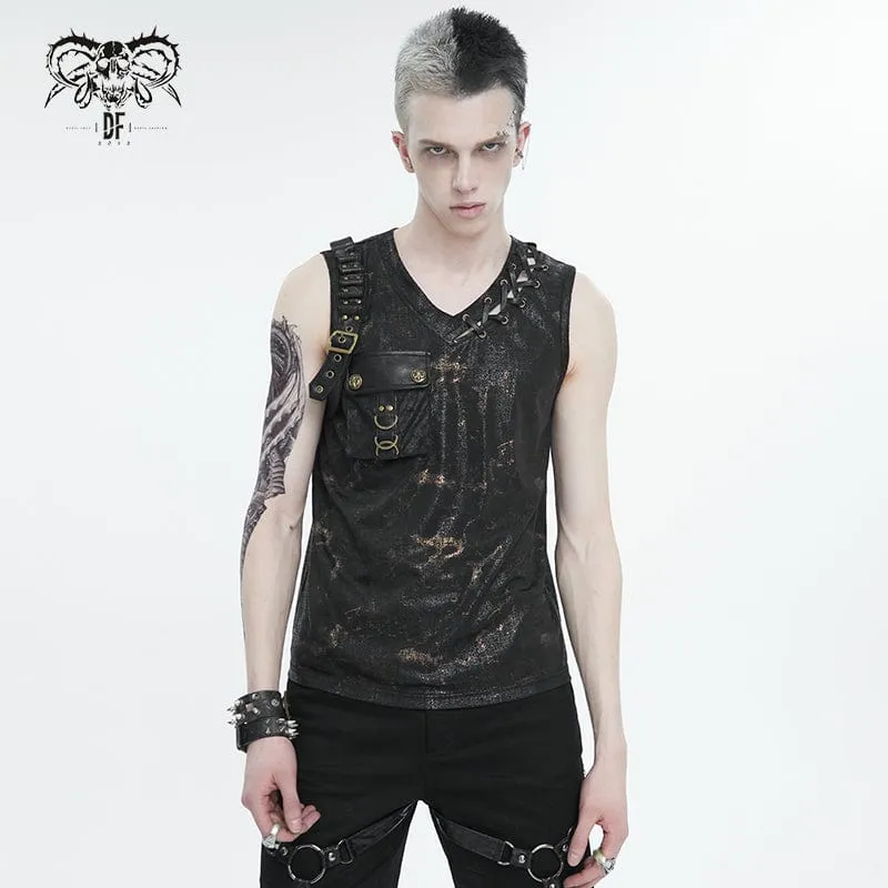 Herren Punk Big-Pocket-Tanktop mit Schnalle