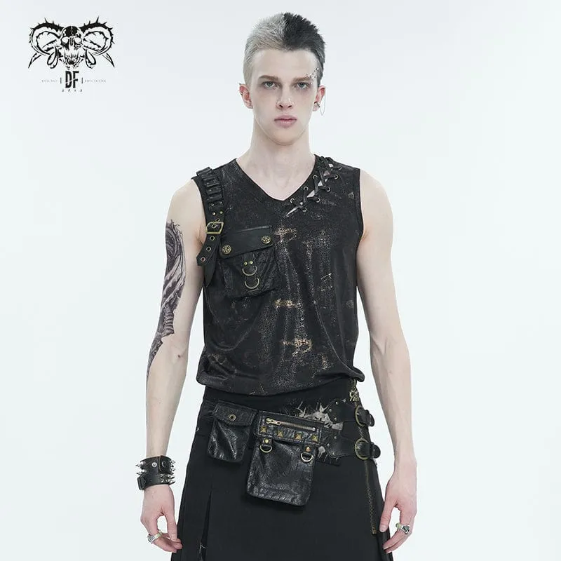 Herren Punk Big-Pocket-Tanktop mit Schnalle