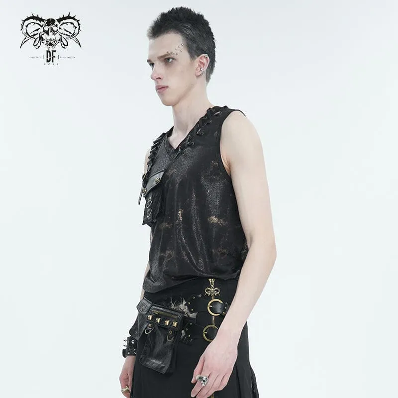 Herren Punk Big-Pocket-Tanktop mit Schnalle