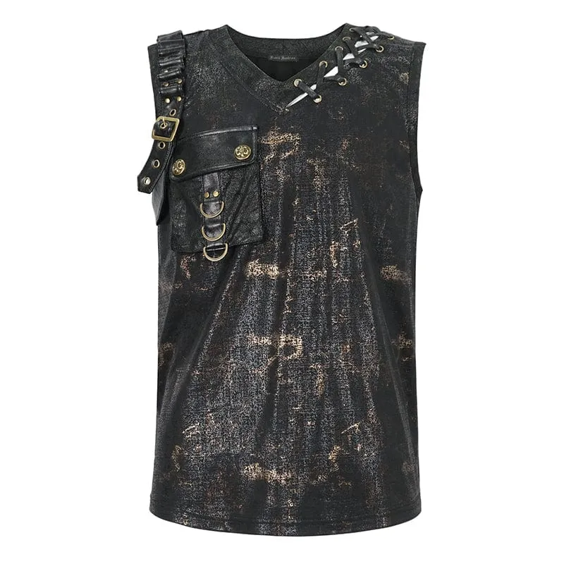 Herren Punk Big-Pocket-Tanktop mit Schnalle
