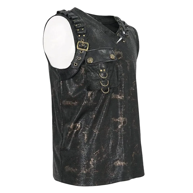 Herren Punk Big-Pocket-Tanktop mit Schnalle