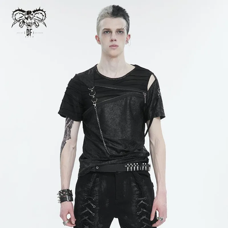 Herren-T-Shirt mit Punkausschnitt und Reißverschluss