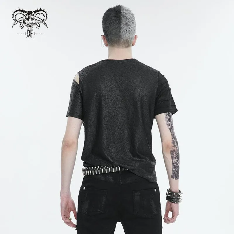 Herren-T-Shirt mit Punkausschnitt und Reißverschluss