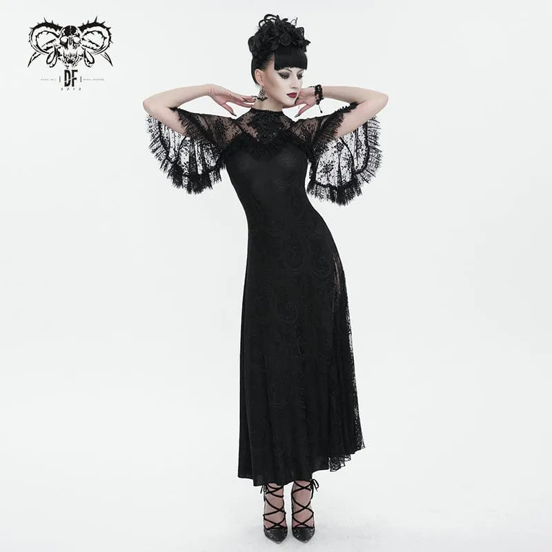 Damen-Hochzeitskleid im Gothic-Stil mit Spitzenspleiß und Schlitz
