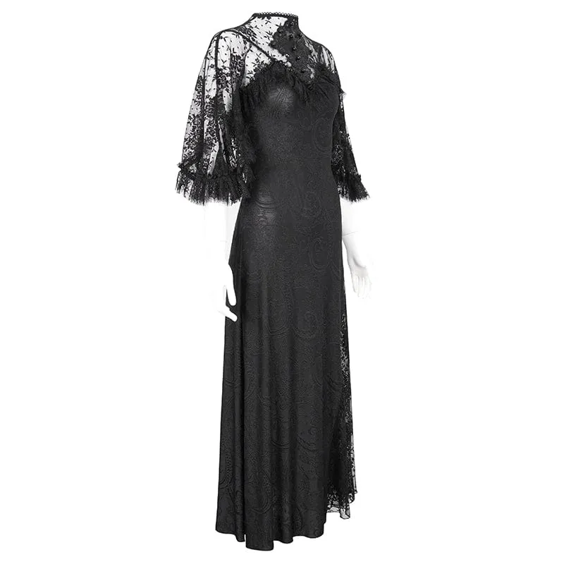 Damen-Hochzeitskleid im Gothic-Stil mit Spitzenspleiß und Schlitz
