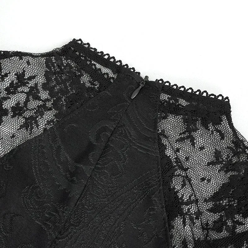 Damen-Hochzeitskleid im Gothic-Stil mit Spitzenspleiß und Schlitz