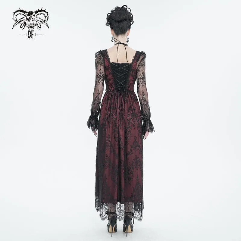 Damen-Hochzeitskleid mit perlenbesetzter Spitze und Gothic-Ausschnitt