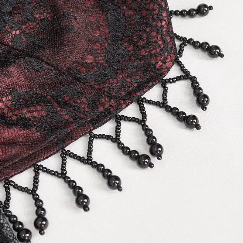 Damen-Hochzeitskleid mit perlenbesetzter Spitze und Gothic-Ausschnitt