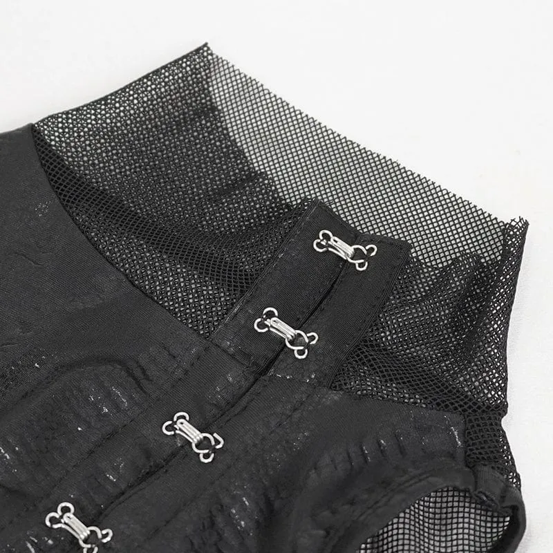 Gothic Off-Shoulder-Mesh-Splice-Split-Kleid für Damen