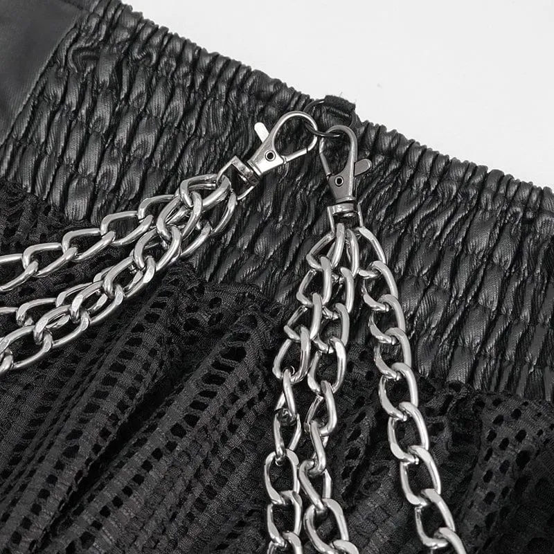 Gothic unregelmäßiger Mesh-Rock für Damen mit Kette