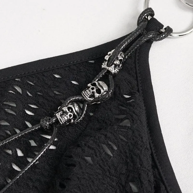 Gothic unregelmäßiges Neckholder-Kleid mit zerrissener Kette für Damen