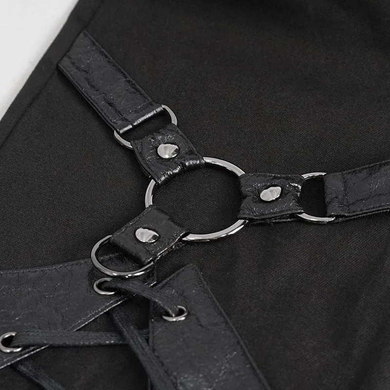 Damen Punk Buckle Splice Röhrenhose