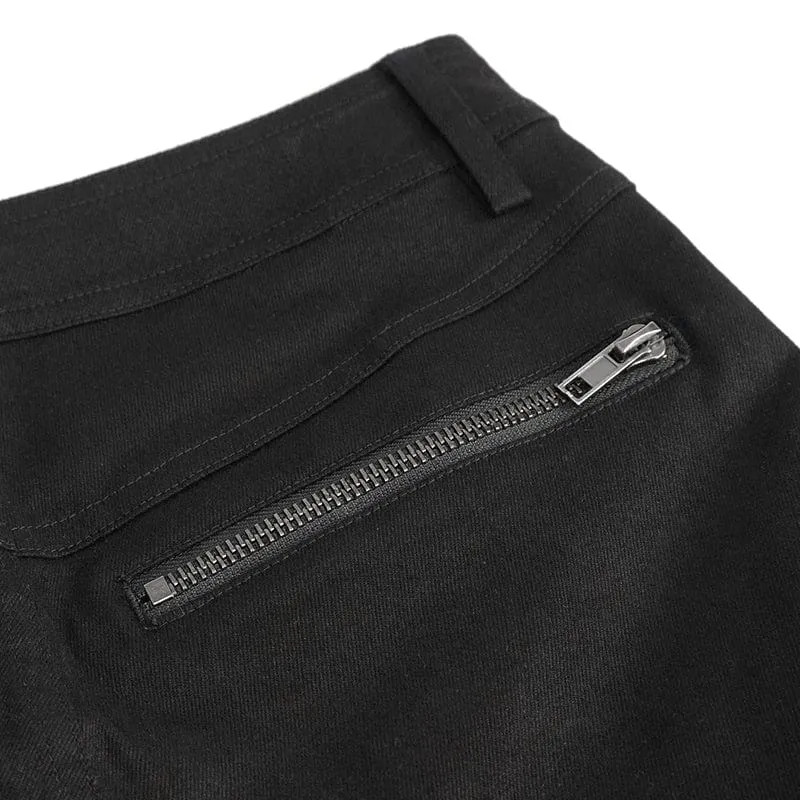 Damen Punk Buckle Splice Röhrenhose