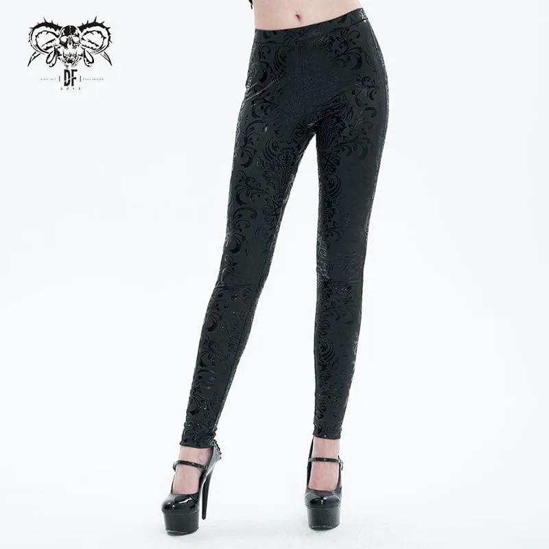 Damen-Punk-Leggings mit Blumendruck