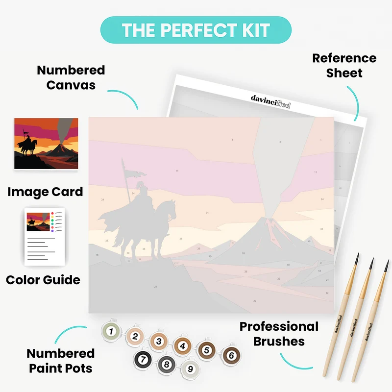Knight on Horseback Before the Volcano - Paint by Numbers Kit