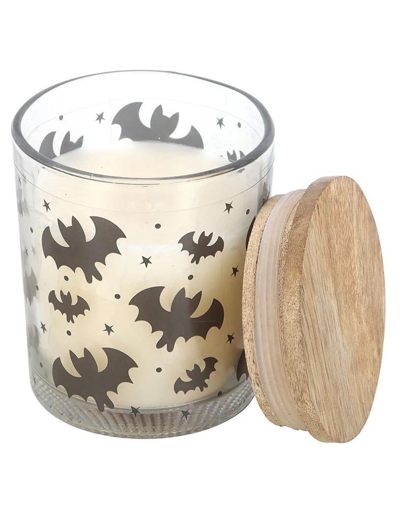 Maulbeer Duftkerze mit Fledermaus Motiv