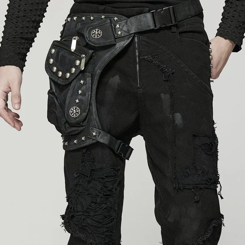 Herren Punk Big-Pocket Rivet Gürteltasche