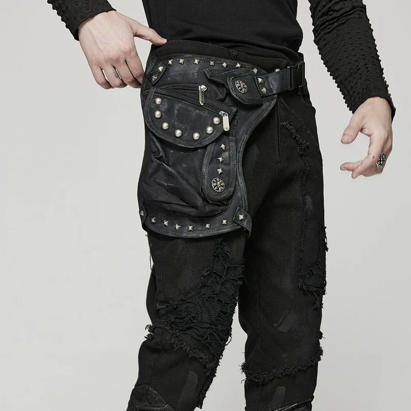 Herren Punk Big-Pocket Rivet Gürteltasche