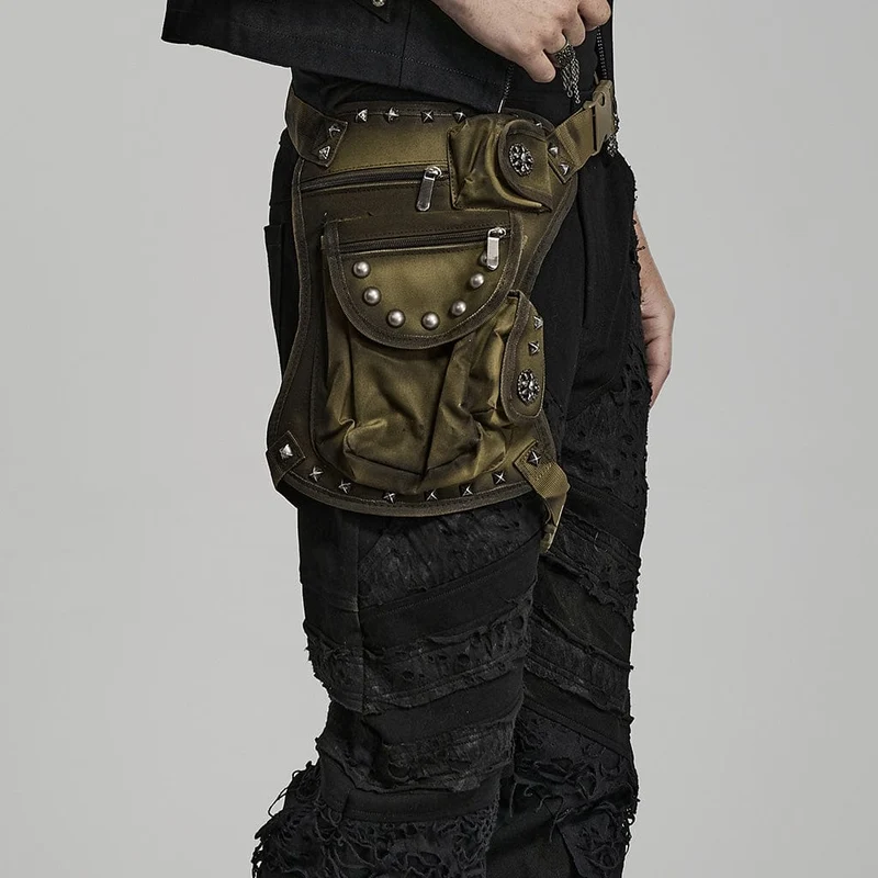 Herren Punk Big-Pocket Rivet Gürteltasche