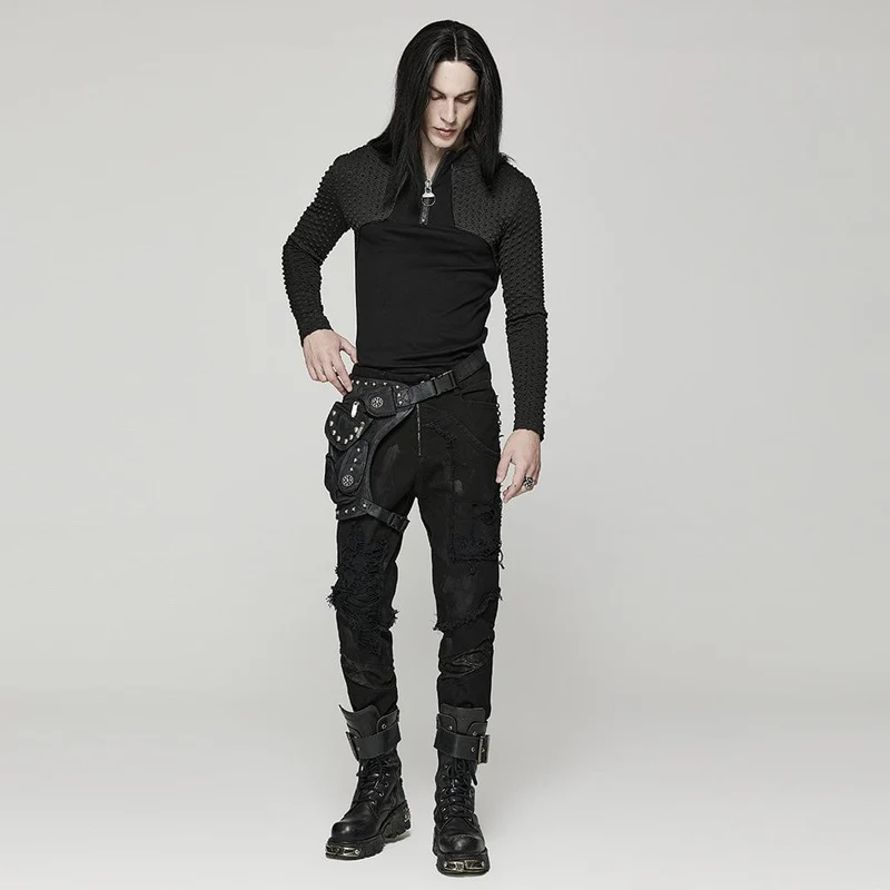 Herren Punk Big-Pocket Rivet Gürteltasche