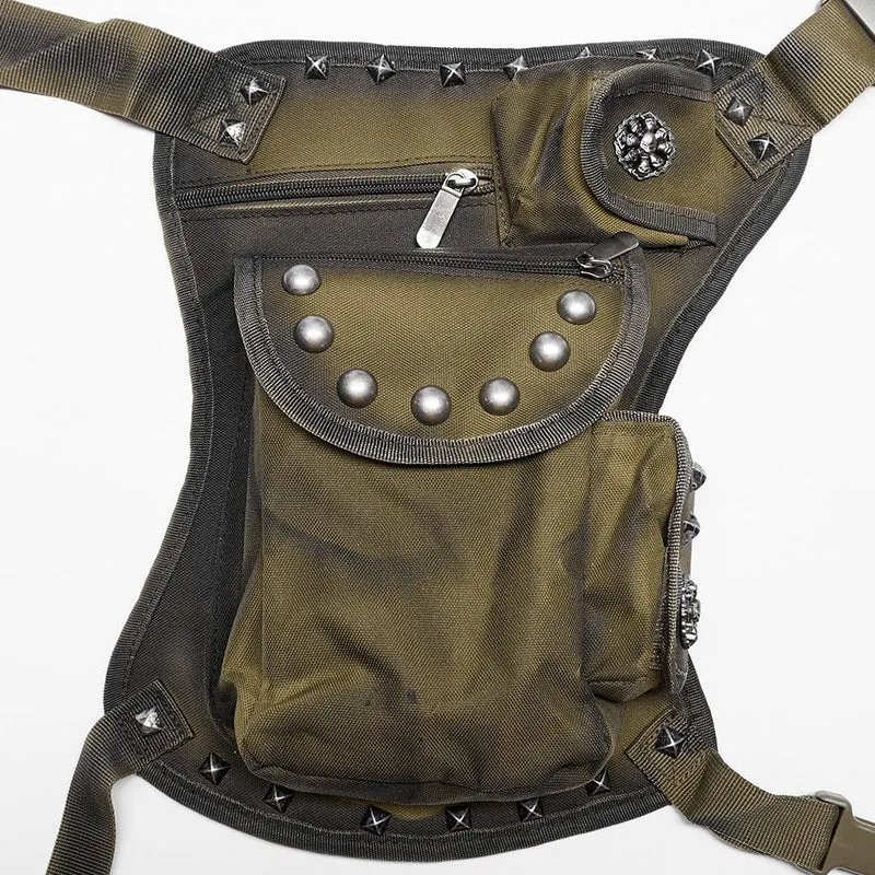 Herren Punk Big-Pocket Rivet Gürteltasche