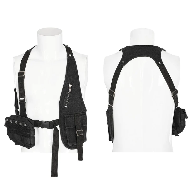 Herren Punk Big-Pocket Buckle Harness
